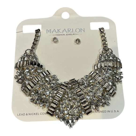 MAKARLON Crystal Statement Necklace & Earring Set, NWT - Picture 1 of 7